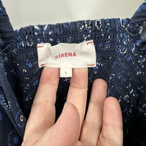 maxi dress bandana print puff sleeve front cutout smocked blue L